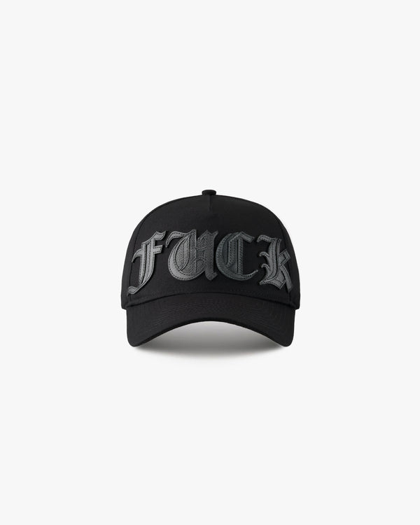 GOTHIC SCRIPT LEATHER PATCH HAT
